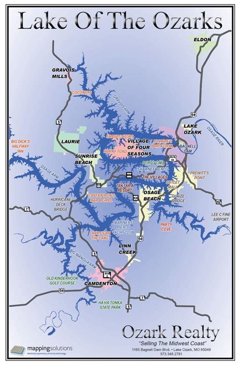 MAP Lake Of The Ozarks Mile Marker Map